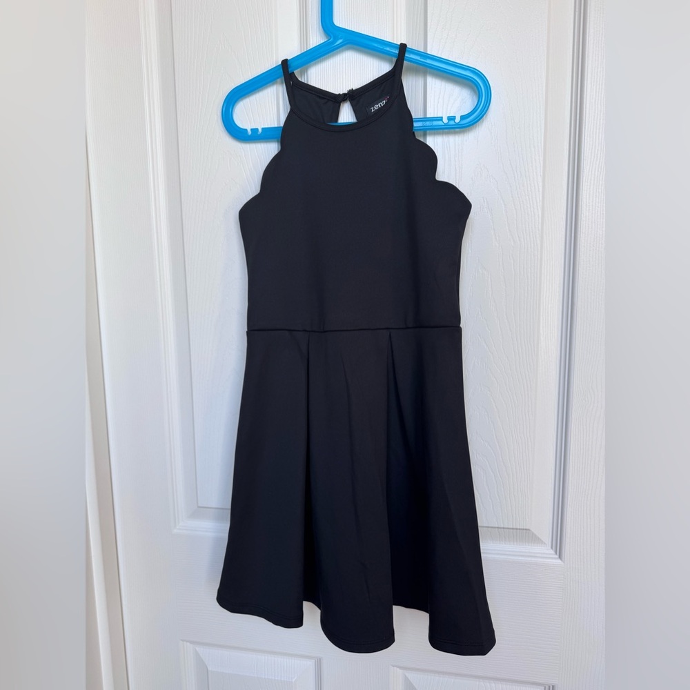 Zenzi Girls Black Scalloped Sleeveless Dress Size 7/8